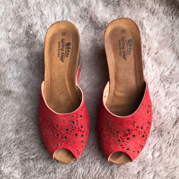 Spring Step Shoes - Spring step floral suede wedges sandal